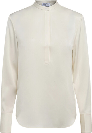 Filippa K Half Placket Stand Collar Blouse Cream 40