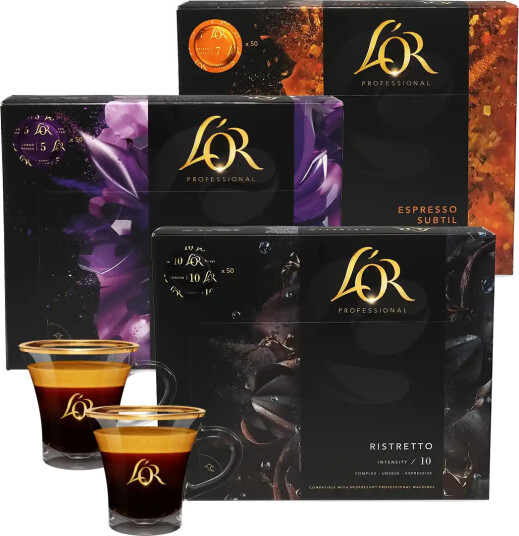 L"OR | Sort kaffe pakke 150 kapsler til Nespresso® Pro