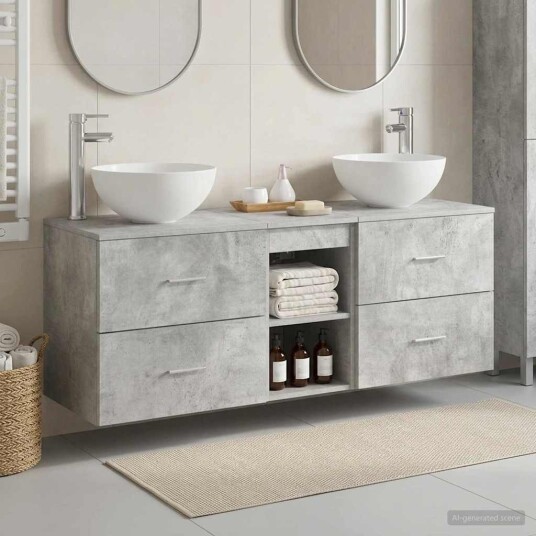 vidaXL Baderomsskapsett 3 stk. BetonggrÄ 49,5 x 41 x 64,5 cm vidaXL Baderomsskapsett 3 stk. BetonggrÄ 49,5 x 41 x 64,5 cm