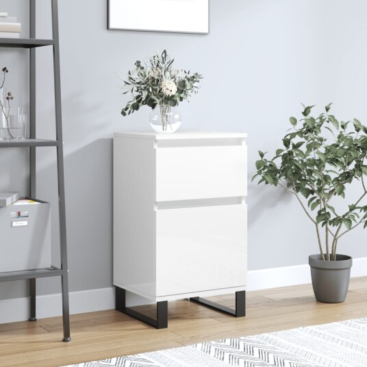 vidaXL Skjenk høyglans hvit 40x35x70 cm konstruert tre