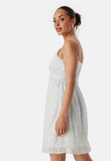 VERO MODA Vmsmilla singlet V frill dress White/Blue/Floral M