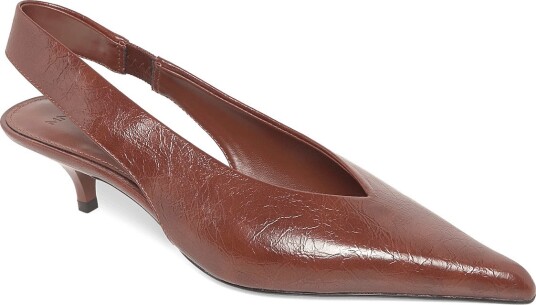 Mango Kitten Heel Pointed Toe Shoe DARK BROWN 36