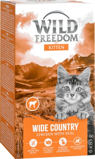 Wild Freedom våtfôr Kitten skål Wide Country kalv & kylling 6 x 85 g