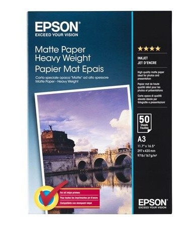 Epson paper matt heavyweight A3 50 sheets 167gm2 Epson paper matt heavyweight A3 50 sheets 167gm2