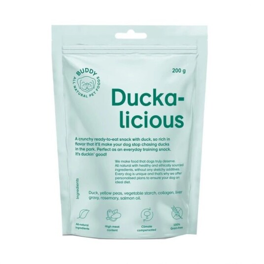Buddy Petfoods Duckalicious Halvmyke Godbiter med And 200 g