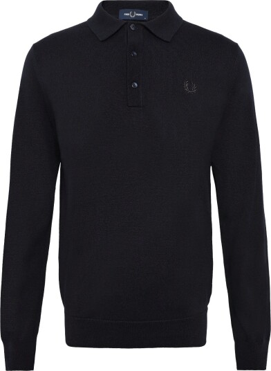 Fred Perry Classic Knitted Shirt Navy M