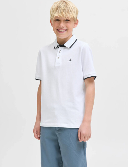 Jack & Jones Jjepaulos Polo Ss Noos Jnr White 164