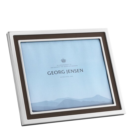 Georg Jensen  Manhattan fotoramme stor 30x25 cm rustfritt stål/skinn