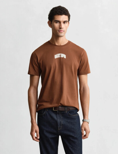GANT Graphic Ss Tshirt - Brown - S