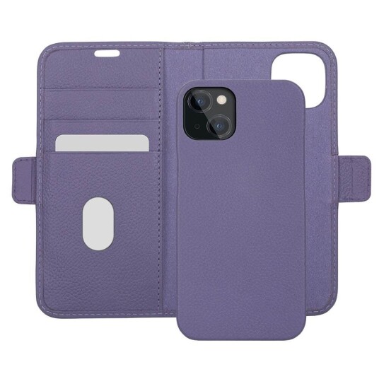 Dbramante1928 iPhone 13 Flip Deksel med Lommebok - Magnetisk Ekte Skinn - Daybreak Purple