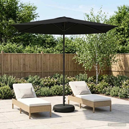 vidaXL Hageparasol med base 270 x 270 cm Polyester Rektangulær Svart