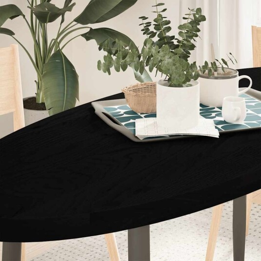 Bordplate mørkebrun 140x60x4 cm oval heltre eik