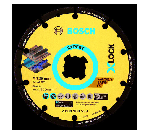 Bosch 125mm X-LOCK Diamantskive for Metall - Slipeskive til Elektroverktøy
