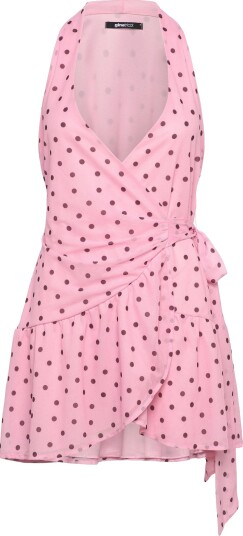 Gina Tricot Sheer Wrap Dress Pink L Gina Tricot Sheer Wrap Dress Pink L