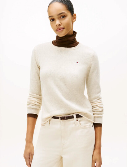 Tommy Hilfiger Soft Wool C-Nk Ls Sweater - Cream - XL Tommy Hilfiger Soft Wool C-Nk Ls Sweater - Cream - XL
