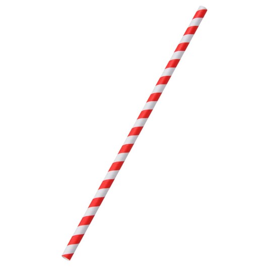 WIMEX Sugerør Spirale; 0.8x25 cm (ØxL); Rød/Hvit; 100 Stykk / Forpakning