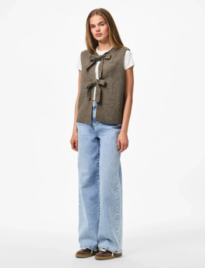 Pieces Pcsilly Sl Rev Tie Vest Knit Noos Bc - Brown - L