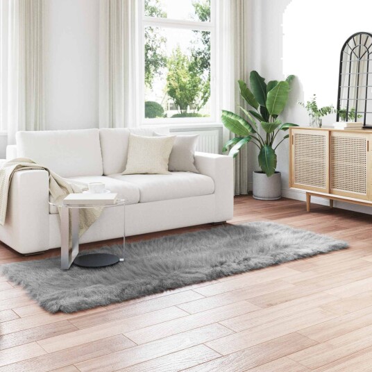 Faux Skinnmatte Tafalla Grå 80 x 250 cm Polyester