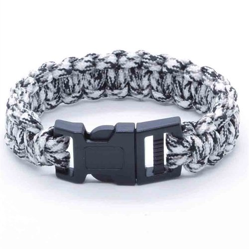 Hvit-svart paracord-armbånd 21 cm Hvit-svart paracord-armbånd 21 cm