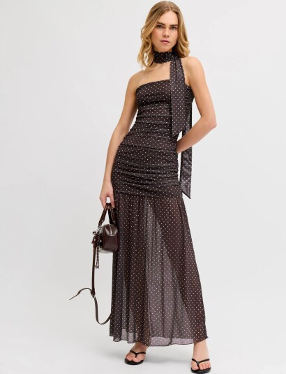 JJXX Jxelvira Mesh Sl Scarf Dress Wvn - Brown - XL