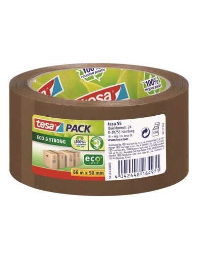 tesa pack eco & Strong Packaging Tape ecoLogo 66m x 50mm Brun