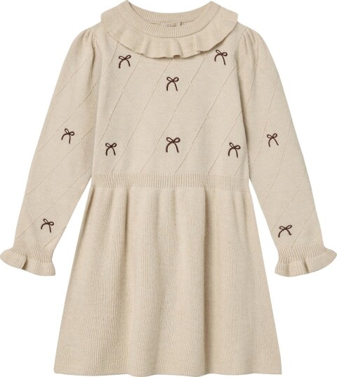 Fliink Kjole   Strikk   Alon Bow   Sandskall   Fliink   6 7 år (116 122)   Kjole Beige Hvit   116 112