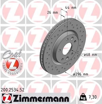 Bremseskive ZIMMERMANN 200.2534.52