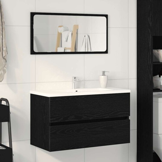 vidaXL Servantskap svart eik 80x38,5x45 cm konstruert tre vidaXL Servantskap svart eik 80x38,5x45 cm konstruert tre