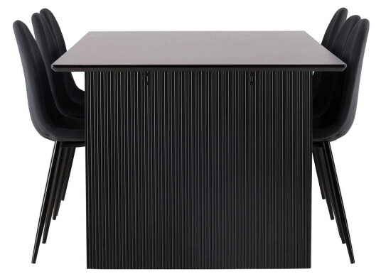 Venture Design Vail & Polar spisegruppe Svart/svart 6 stoler & bord 200 x 100 cm