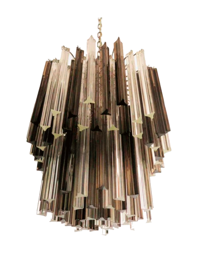 Murano lysekrone - 107 prismer - Smoky / Klar Krom skinnende