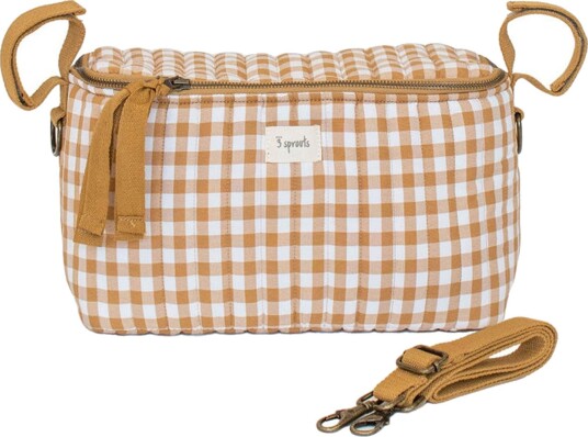 3 Sprouts Oppbevaringskurv til vogn 39x32x14cm Rutete Gul
