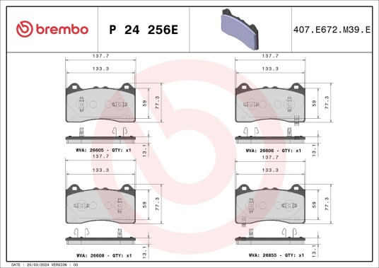 BREMBO P 24 256E Bremseklosser