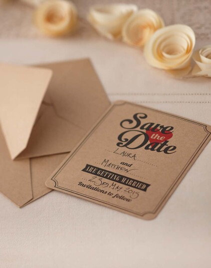 Save the Date 10 Invitasjoner til Bryllup Vintage Journey