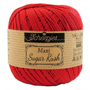 Scheepjes Maxi Sugar Rush Garn Unicolor 115 Varm Rød