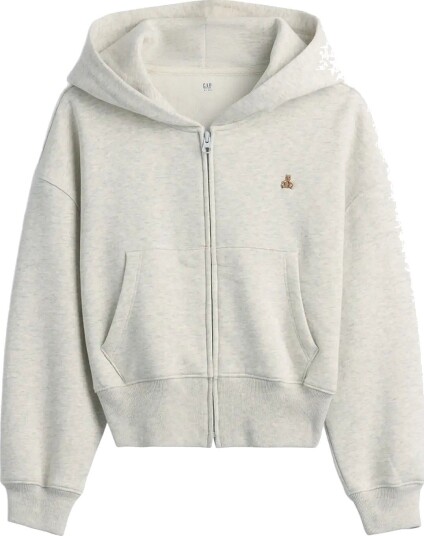 GAP Kids Vintagesoft Oversized Logo Zip Hoodie - GREY HEATHER B03 - 104/110
