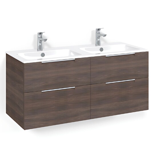 Macro Design Crown Servantskap Skuff - med Light 14 Servant 120cm Dobbel Brun ask / Grip