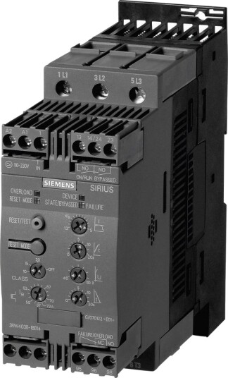 Siemens Mykstartmotoreffekt Ved 400 V 22 Kw Motoreffekt Ved 230 V 11 Kw 400 V/Ac Merkestrøm 45 A 3Rw4036 (3Rw4036-1Bb14) Siemens Mykstartmotoreffekt Ved 400 V 22 Kw Motoreffekt Ved 230 V 11 Kw 400 V/Ac Merkestrøm 45 A 3Rw4036 (3Rw4036-1Bb14)