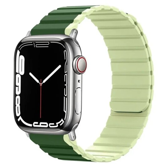 Lippa Apple Watch (42/44/SE/45/49mm) Magnetisk Silikon Multi Reim - Mørkegrønn / Lysegrønn