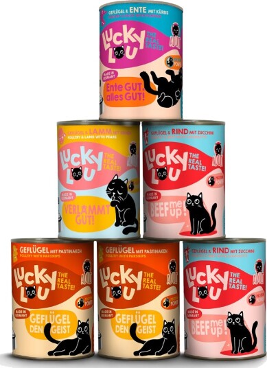 Lucky Lou Våtfôr Smaksblanding For Voksne Tasty Mix 4 Varianter 6 X 400 G