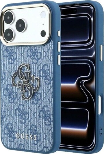 GUESS 4G & Big Resin Logo Case for iPhone 17 Pro Max / 18 Pro Max - Light Blue