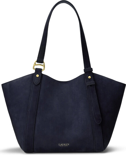 Lauren Ralph Lauren Sheep Suede Small Tasha Tote Bag Navy ONE SIZE