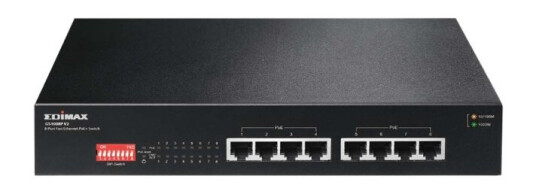 Edimax Lang rekkevidde 8-porters Gigabit PoE+ Switch med DIP Switch
