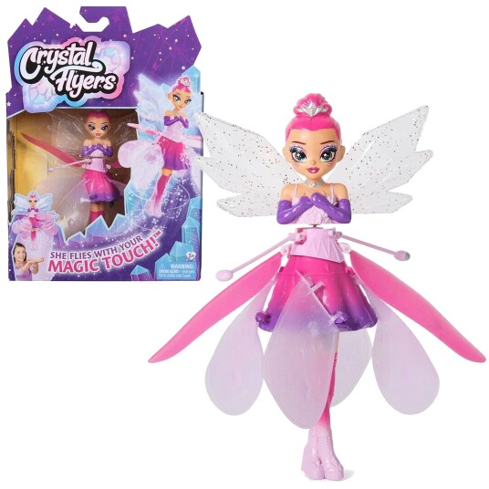 Spin Master Crystal Flyers Interaktiv Flygende Dukke - Magisk Rosa Fe