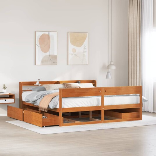  Sengeramme uten madrass voksbrun 180x200 cm heltre furu 8721102983719