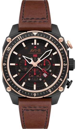 AVI 8 Herreklokke AV 4100 09 Hawker Hunter Sort/Lær Ø43 mm AVI 8 Herreklokke AV 4100 09 Hawker Hunter Sort/Lær Ø43 mm