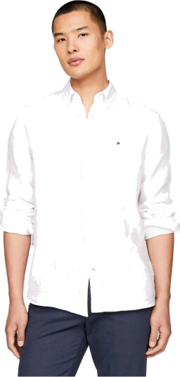 Tommy Hilfiger - Skjorte Pigment Dyed LI Solid RF Shirt - Hvit