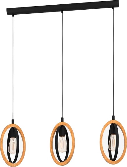 EGLO Pendellampe Basildon Wood / Black Svart Takpendler