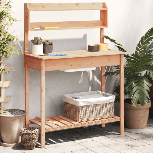 Pottebord med skap 147,5x44x139,5 cm heltre gran Pottebord med skap 147,5x44x139,5 cm heltre gran