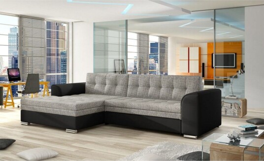 Seksjon Eltap Conforti 275x165x78 cm Berlin 01 Soft 11 Grå Svart Venstre