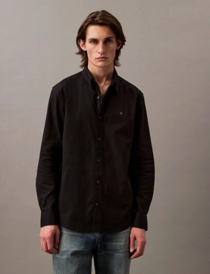 Calvin Klein Jeans Ls Solid Oxford Classic Shirt - Black - XS